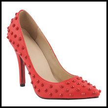 Novo estilo apontou toe studded sapatos de salto alto senhoras vestido (hcy02-1513)